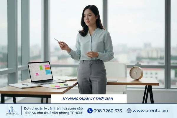 Kỹ năng quản lý thời gian giúp kiểm soát nhịp độ và chuẩn bị thuyết trình hiệu quả.
