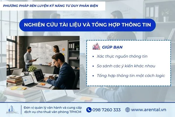 Nghiên cứu tài liệu và tổng hợp thông tin để rèn tư duy phản biện: xác thực nguồn, so sánh ý kiến và tổng hợp logic