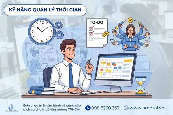Kỹ năng quản lý thời gian giúp nhân viên hoàn thành mục tiêu đúng hạn.