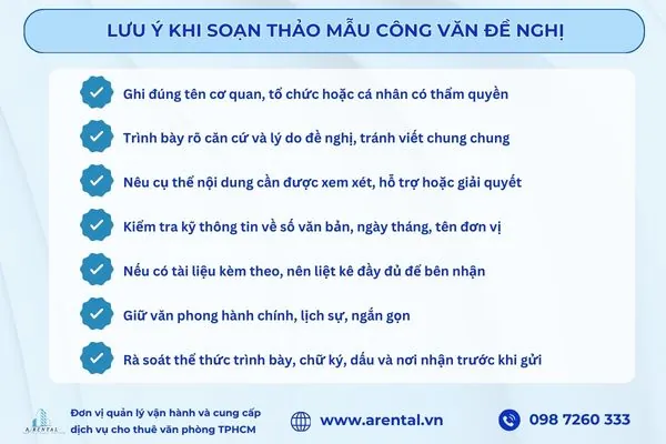 Lưu ý khi soạn thảo mẫu công văn đề nghị.