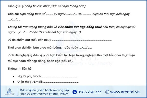 Cách viết công văn đề nghị chấm dứt hợp đồng thuê văn phòng.