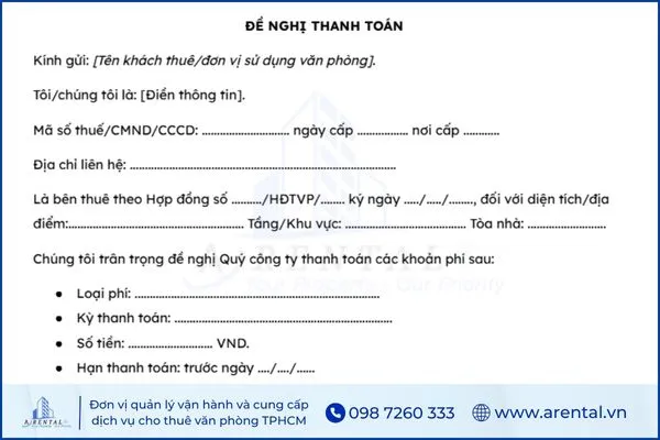 Mẫu văn bản thông báo đến kỳ thanh toán.