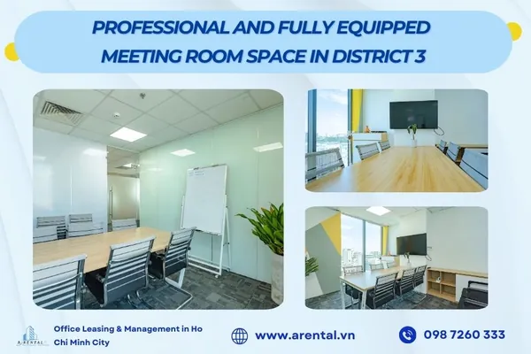 Professional hourly meeting room rental in District 3 with full amenities and modern equipment.