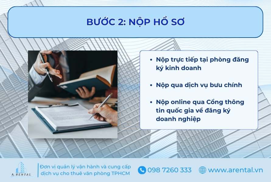 Nộp hồ sơ thay đổi người đứng đầu văn phòng đại diện.