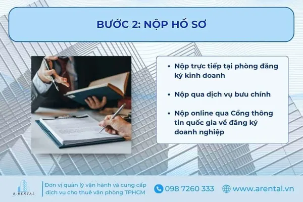 Nộp hồ sơ thay đổi người đứng đầu văn phòng đại diện.