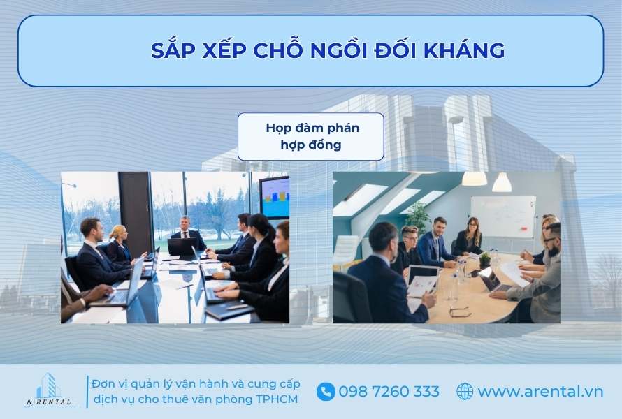 Nguyên tắc xếp chỗ ngồi trong phòng họp kiểu đối kháng.