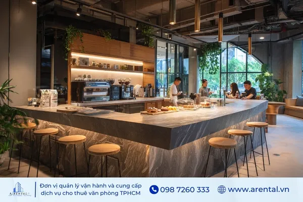 Thiết kế quầy bar mang đến trải nghiệm như một quán cà phê thu nhỏ, đầy tiện nghi và phong cách.