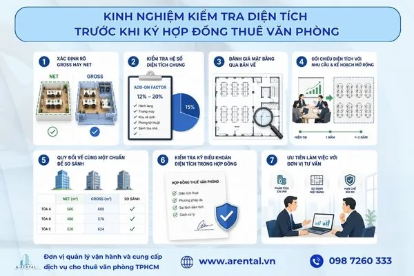 Kinh nghiệm kiểm tra diện tích trước khi ký hợp đồng thuê văn phòng.