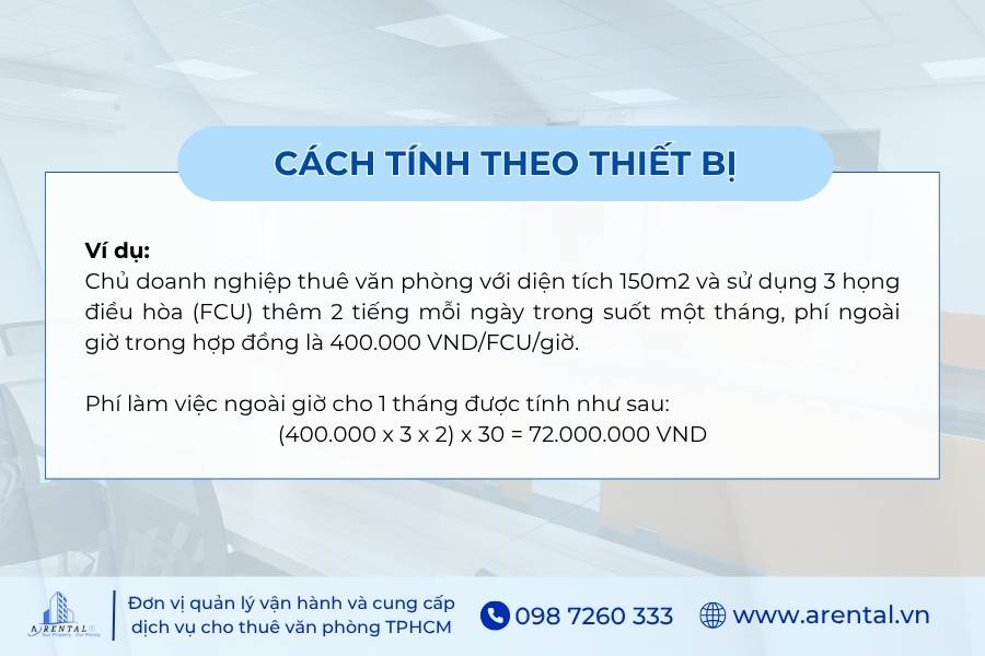 Ví dụ về cách tính phí ngoài giờ theo thiết bị.