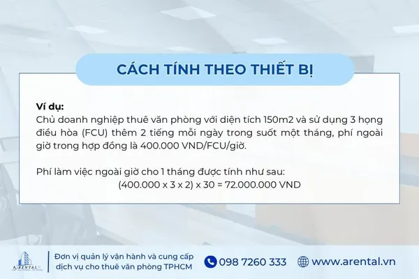 Ví dụ về cách tính phí ngoài giờ theo thiết bị.