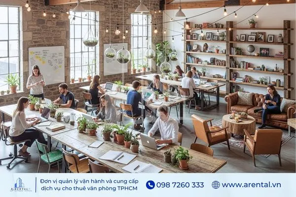Xu hướng thiết kế văn phòng Rustic, tạo môi trường ấm áp và gắn kết.