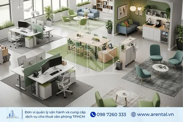 Phong cách thiết kế văn phòng đa năng với không gian linh hoạt, tiện ích tối ưu.