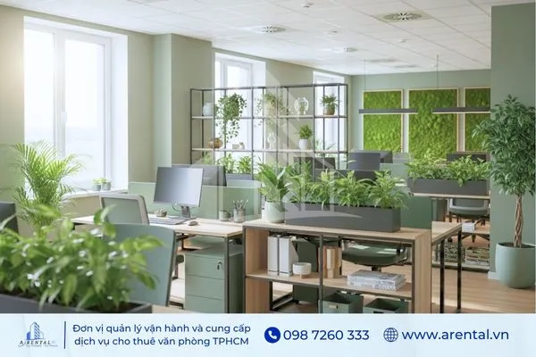 Phong cách thiết kế văn phòng xanh Eco, không gian trong lành và thân thiện môi trường.