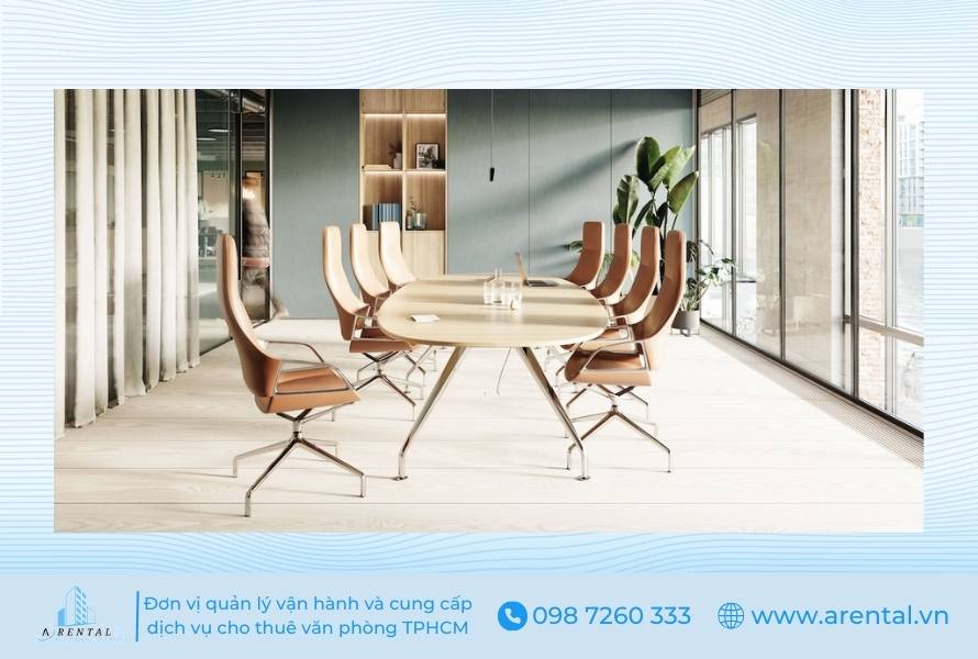 Phòng họp nhỏ đẹp tận dụng ánh sáng tự nhiên.