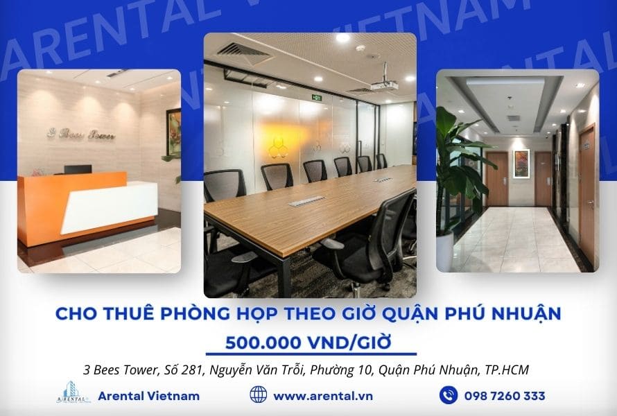 Dịch vụ cho thuê phòng họp theo giờ Quận Phú Nhuận 500.000 VND/giờ.