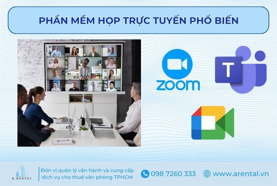 Các phần mềm thường được sử dụng tại phòng họp trực tuyến.