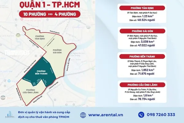Bản đồ phường Bến Thành ranh giới mới.