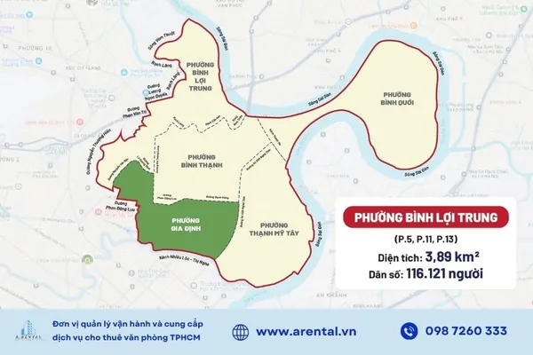 Bản đồ hành chính phường Bình Lợi Trung trên bản đồ Quận Bình Thạnh mới.