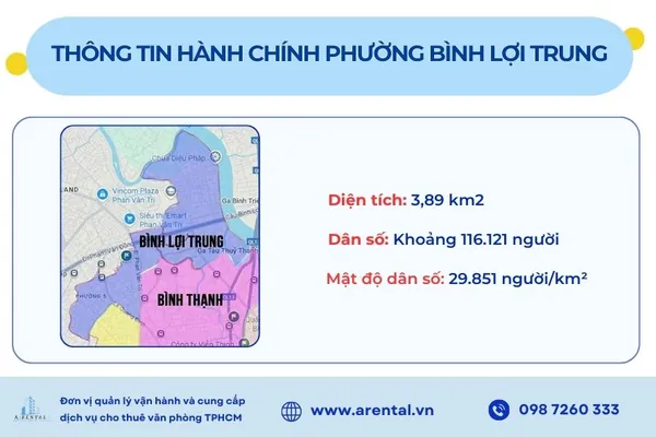 Bản đồ và thông tin hành chính phường Bình Lợi Trung sau sáp nhập.