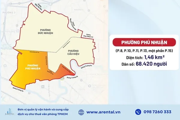 Trên bản đồ hành chính mới của Quận Phú Nhuận, phường Phú Nhuận nằm gần như ở trung tâm, tiếp cận nhanh cả khu Cầu Kiệu, Đức Nhuận lẫn các tuyến kết nối liên quận.