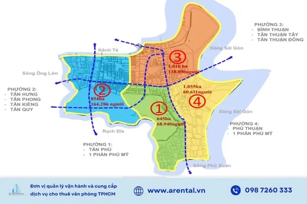 Bản đồ hành chính của phường Phú Thuận mới.