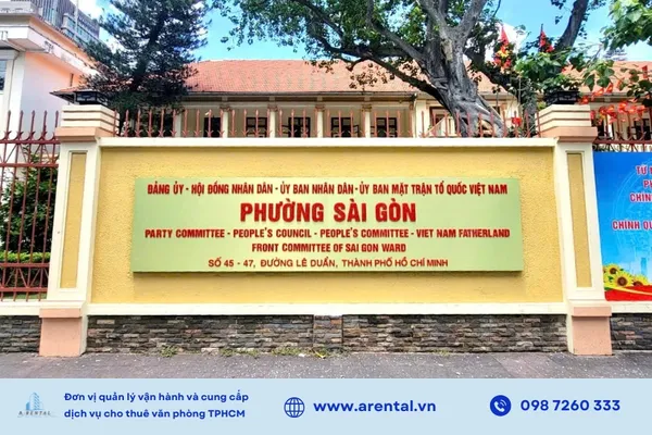 Trụ sở UBND Phường Sài Gòn đặt tại số 45–47 Lê Duẩn, trung tâm hành chính mới của Quận 1.