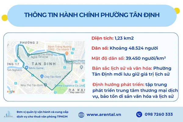 Thông tin hành chính cơ bản về phường Tân Định.
