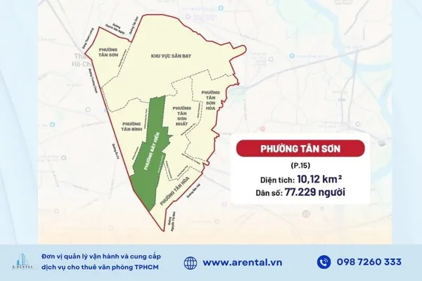 Bản đồ hành chính phường Tân Sơn trên bản đồ Quận Tân Bình sau sáp nhập.