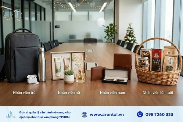 Quà tặng tùy theo nhóm đối tượng nhân viên.