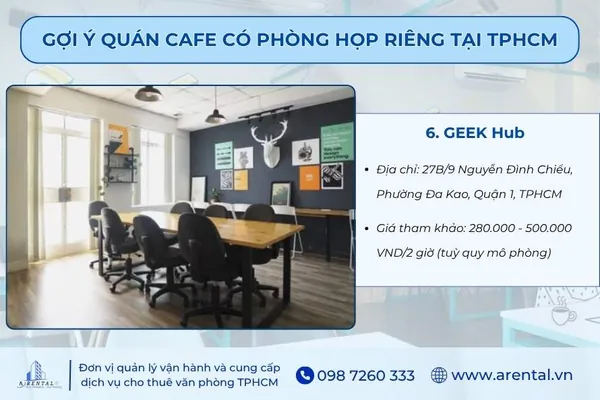 Quán cà phê cho thuê phòng họp Geek Hub.