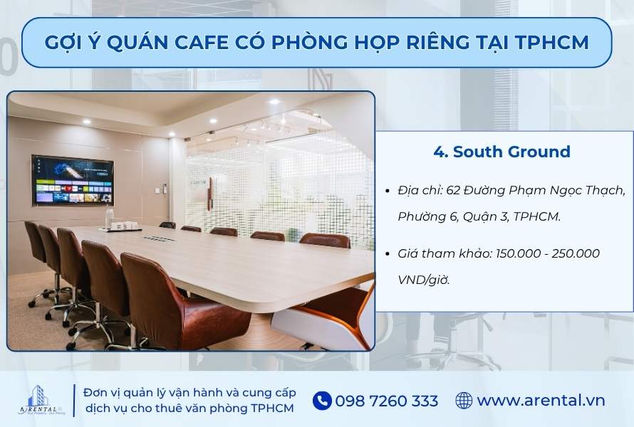 Quán cafe có phòng họp riêng South Ground.