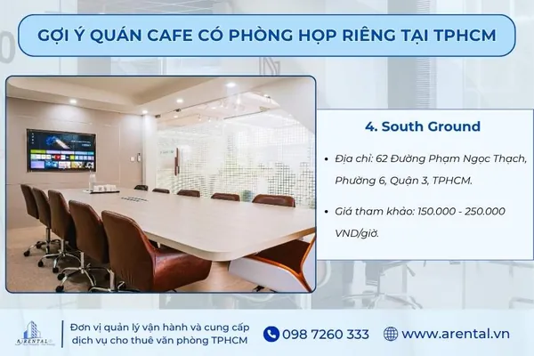 Quán cafe có phòng họp riêng South Ground.