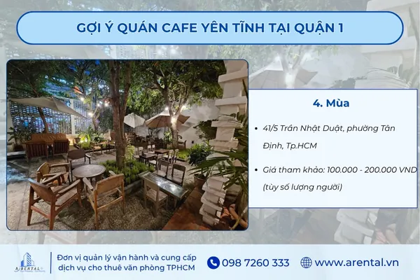 Cafe Mùa là quán cà phê yên tĩnh nằm trong một biệt thự nhỏ.