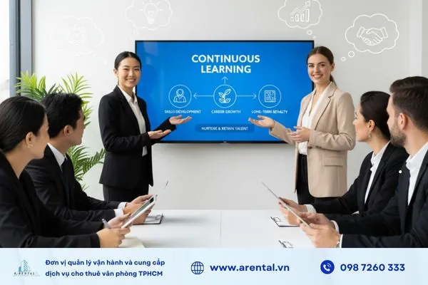 Đào tạo liên tục giúp nhân viên phát triển và gắn bó lâu dài.