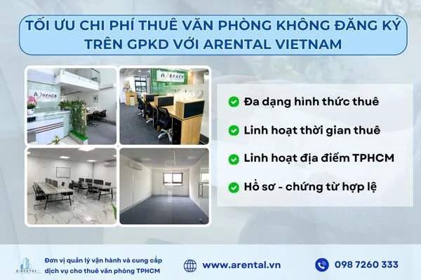 Arental Vietnam giúp doanh nghiệp tối ưu chi phí thuê văn phòng không đăng ký trên giấy phép kinh doanh.