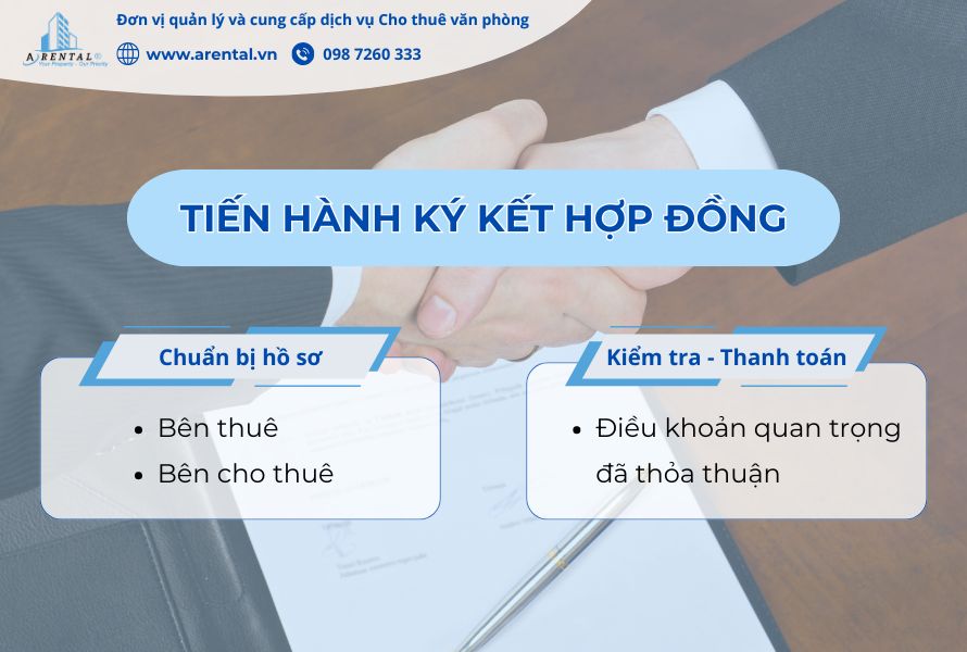 Những điều cần làm khi ký kết hợp đồng trong quy trình cho thuê văn phòng.