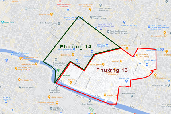 Bản đồ mô tả địa giới hành chính mới của Phường 13, Quận Phú Nhuận