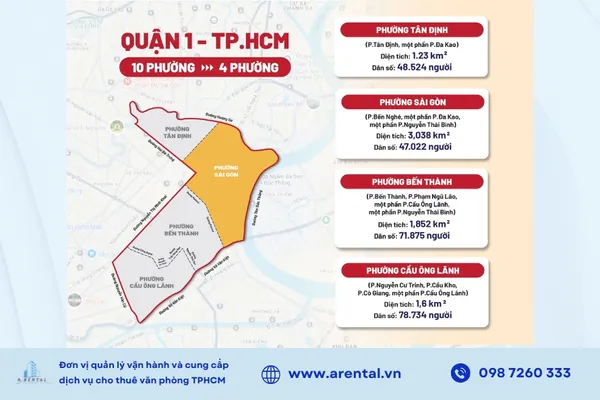 Bản đồ các phường Quận 1 sau sáp nhập (nguồn Báo Thanh Niên).