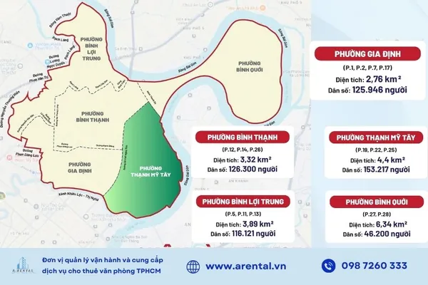 Bản đồ phường mới Quận Bình Thạnh sau sáp nhập.