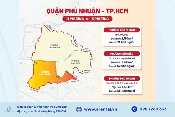 Bản đồ các phường Quận Phú Nhuận sau sáp nhập (nguồn Báo Thanh Niên).