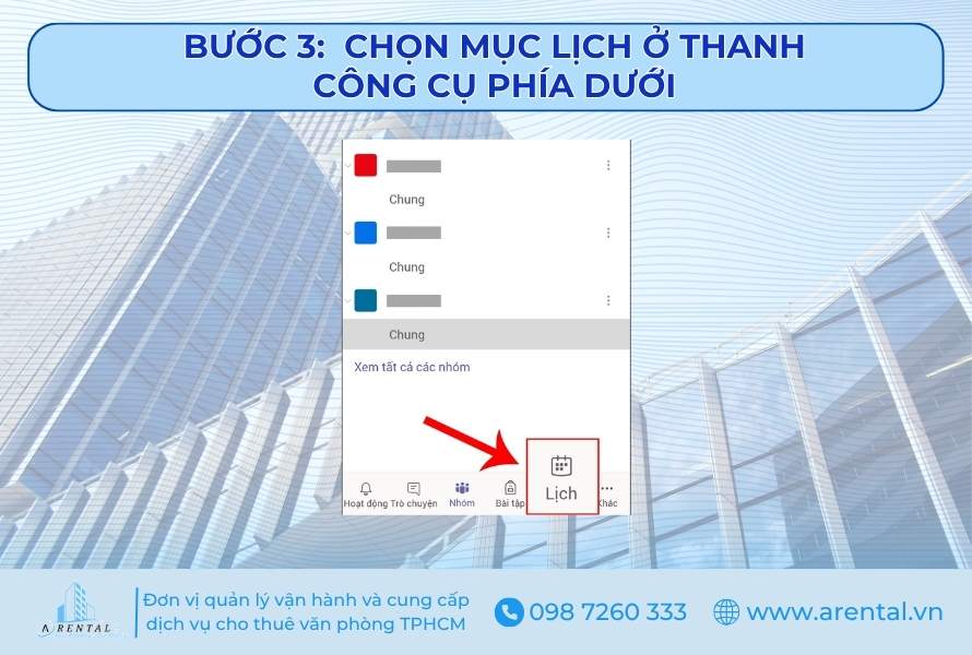 Bước 3. Chọn mục lịch ở thanh công cụ phía dưới.