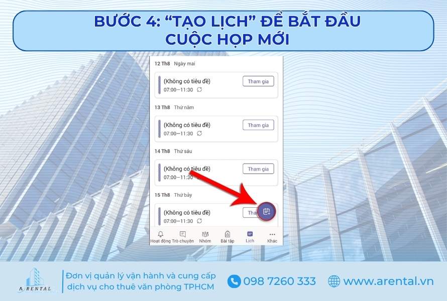 Bước 4. Tạo lịch để bắt đầu cuộc họp mới.