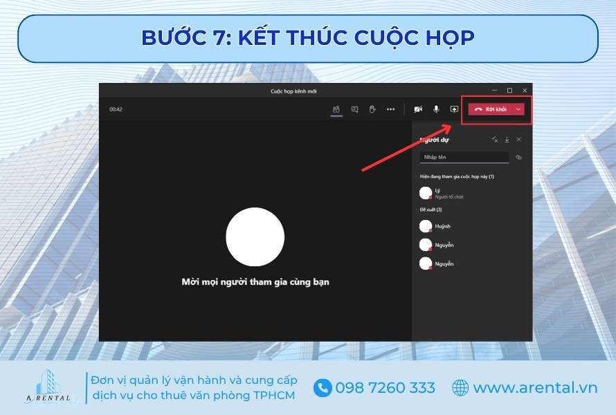 Bước 7. Kết thúc cuộc họp bằng cách nhấn Rời khỏi.