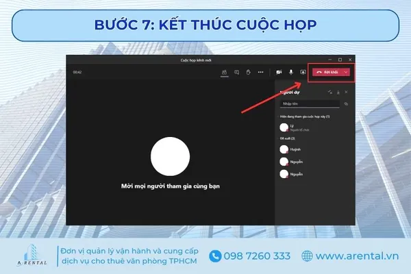 Bước 7. Kết thúc cuộc họp bằng cách nhấn Rời khỏi.