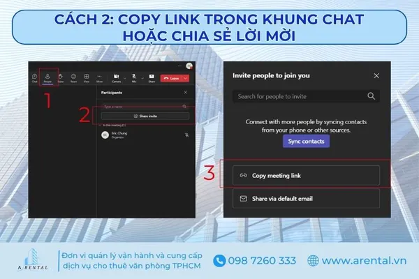 Cách lấy link qua danh sách trong khung chat.