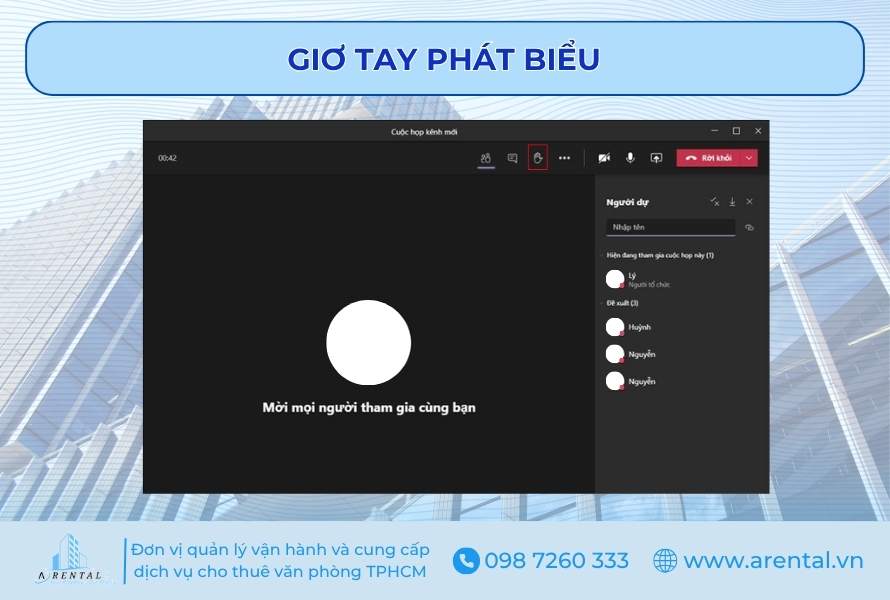 Tính năng giơ tay phát biểu trong phòng họp.