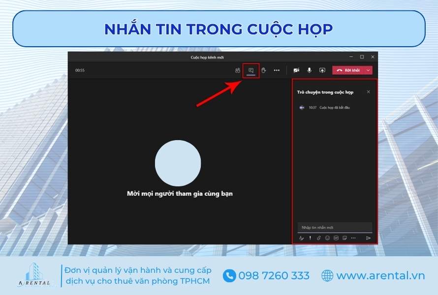 Tính năng trò chuyện trong cuộc họp teams.