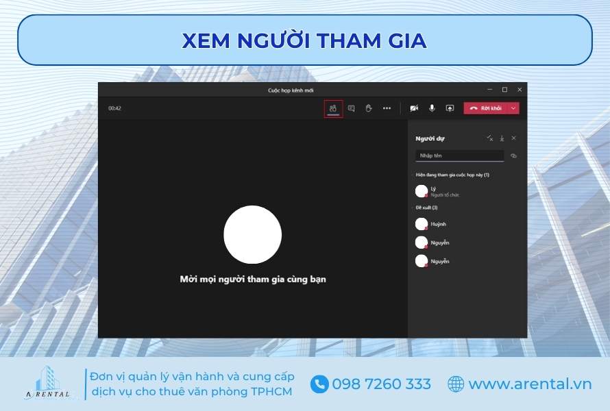 Xem người tham gia trong phòng họp teams.
