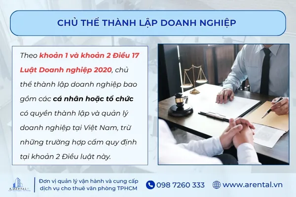 Quy định về chủ thể thành lập doanh nghiệp.