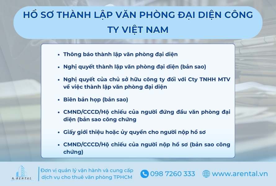 Hồ sơ thành lập văn phòng đại diện công ty Việt Nam.